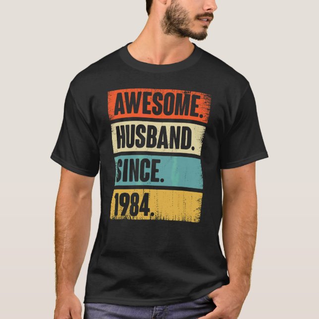 T-shirt Rétro Awesome Mari depuis 1984 38 Mariage Aniver (Devant)