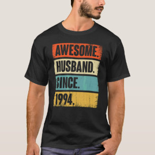 T-shirt Rétro Awesome Mari depuis 1994 28 Mariage Aniver