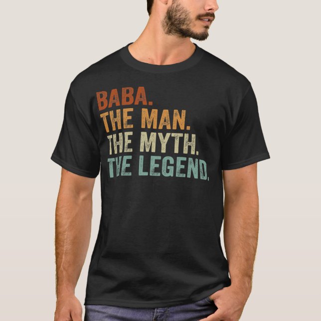 T-shirt Retro Baba L'Homme Mythe Légende Papa Papa Grand-P (Devant)