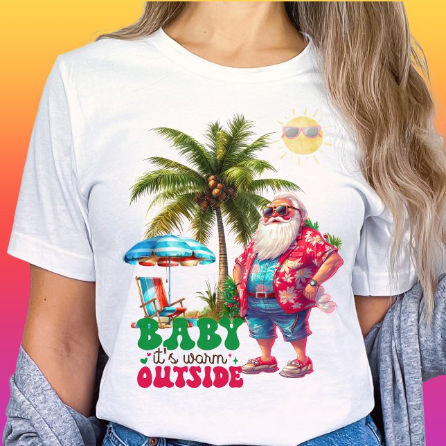 T-shirt Retro-Baby C'est chaud dehors-Noël Tropical (Créateur téléchargé)