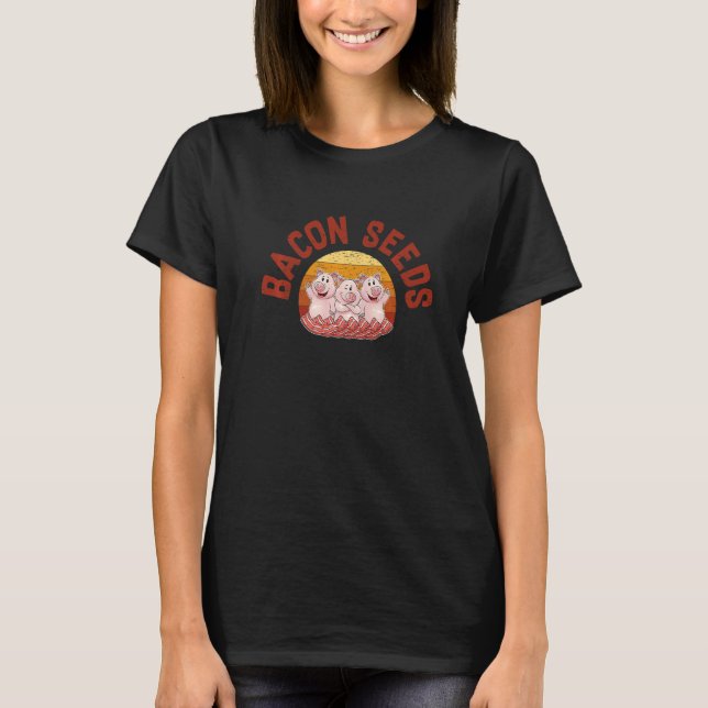T-shirt Retro Bacon Seeds, Boys Girls Farmer, Hog Lover, C (Devant)