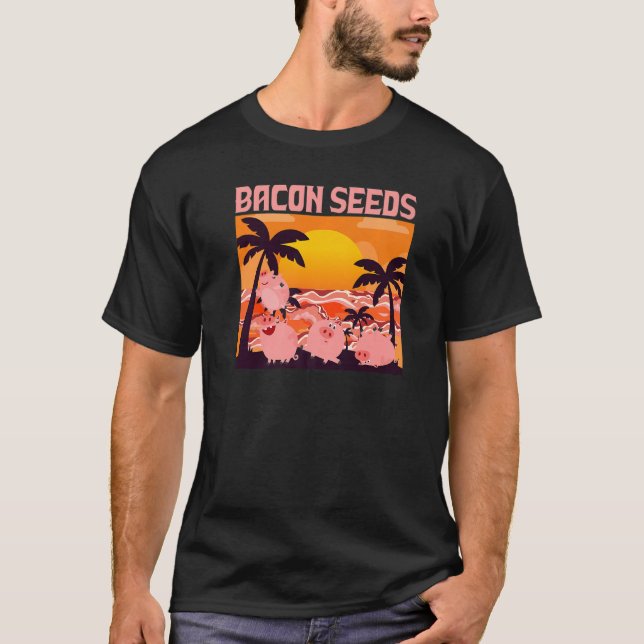 T-shirt Retro Bacon Seeds, Boys Girls Farmer, Hog Lover, C (Devant)