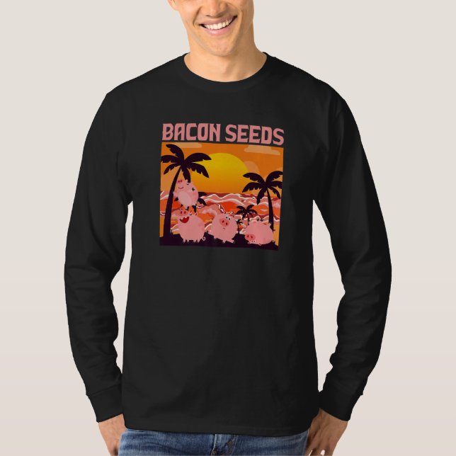 T-shirt Retro Bacon Seeds, Boys Girls Farmer, Hog Lover, C (Devant)