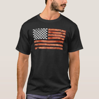 T-shirt Retro Bacon USA American Flag Independence Day 4e