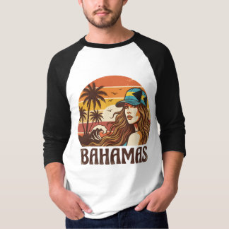 T-shirt Retro Bahamas Beach Women Summer Vacation Sunset 