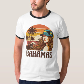 T-shirt Retro Bahamas Beach Women Summer Vacation Sunset