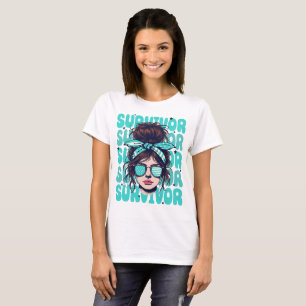 T-shirt Retro Bandana Girl Cancer ovaire Survivant