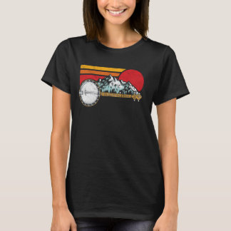 T-shirt Retro Banjo Mountains & Sun Sketch Surf Style 80's