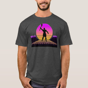 T-shirt Retro Barbarian Ax Fighter Battle Warrior 80s Out