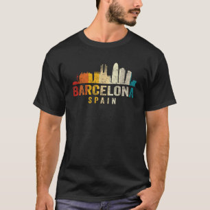 T-shirt Retro Barcelona Skyline Vintage Espagne Souvenir