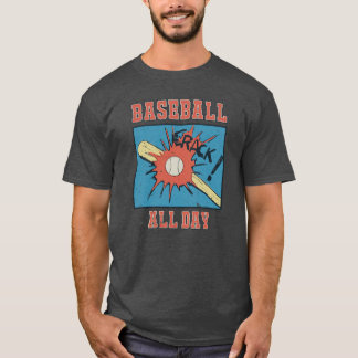 T-shirt Retro Baseball Player Quote - Baseball All Day