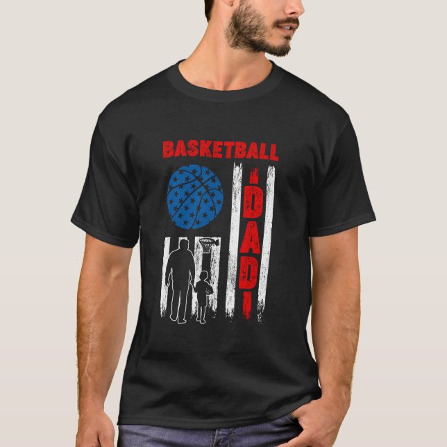 T-shirt Retro Basketball Papa Papa Papa Papa USA Drapeau a (Devant)