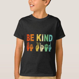 T-shirt Retro Be Kind Main Sign ASL Sensibilisation sur l'