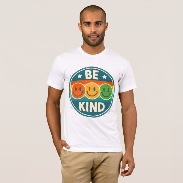 T-shirt Retro Be Kind Smiley Face (Devant entier)