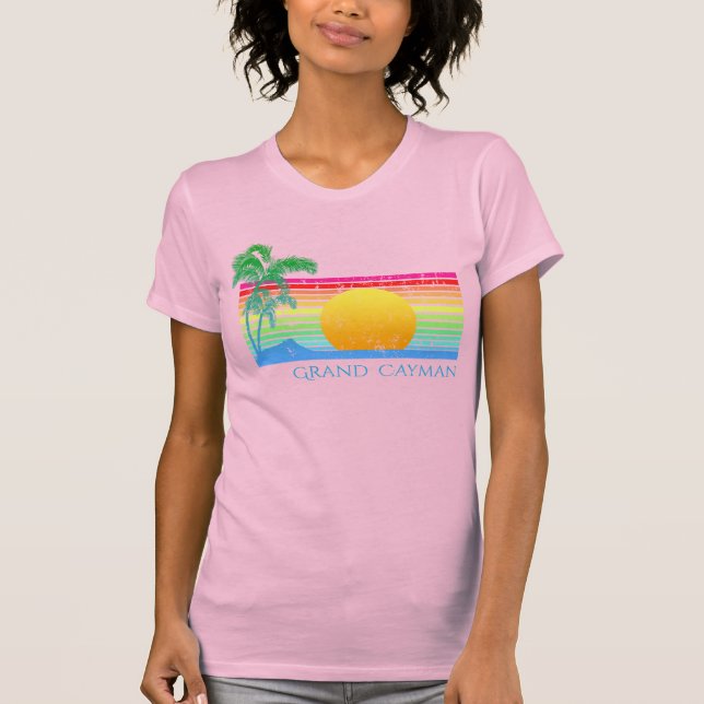 T-shirt Retro Beach Grand Cayman (Devant)