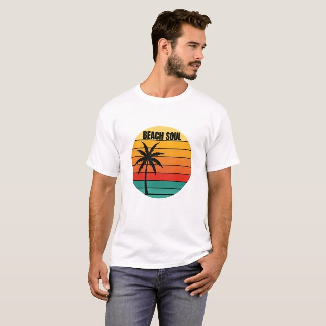 T-shirt Retro Beach Soul Sunset Art (Devant entier)