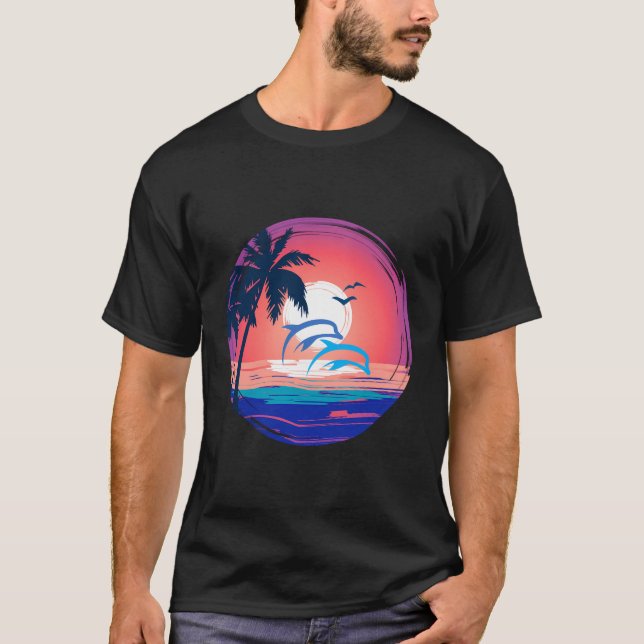 T-shirt Retro Beach Sunset 1 (Devant)