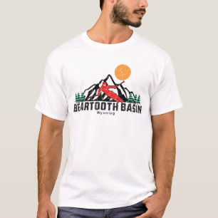 T-shirt Retro Beartooth Basin Mountain Ski Sunset