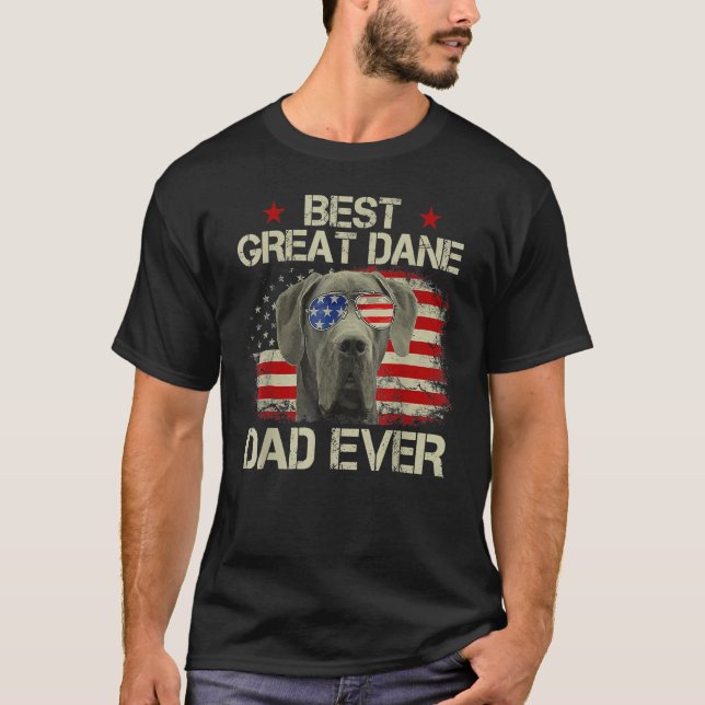 T-shirt Retro Best Great Dane Dad Ever US Flag Dog Lover F (Devant)