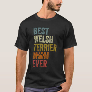 T-shirt Retro Best Welsh Terrier Maman Ever Chien Mama Mèr