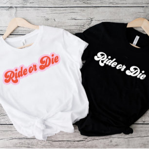 T-shirt Retro Bestie Chic Ride ou Die White Amitié BFF