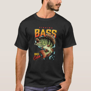 T-shirt Retro Big Catch Pêcheur de basse pêche