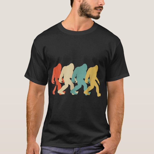 T-shirt Retro Bigfoot Walking Silhouette Design (Devant)