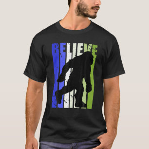 T-shirt Retro Bigfoot Yeti Vintage Distressed Designs Bleu