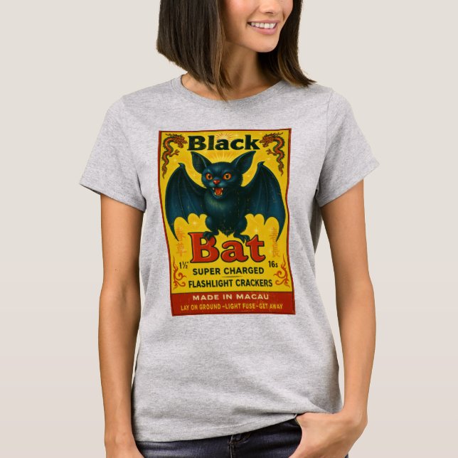T-shirt Retro Black Bat Macau Tee Feu d'Artifice (Devant)