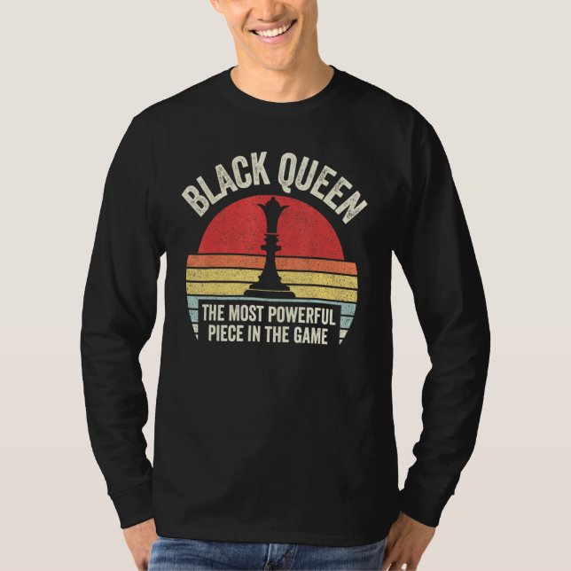 T-shirt Retro Black Queen Les échecs les plus puissants Am (Devant)