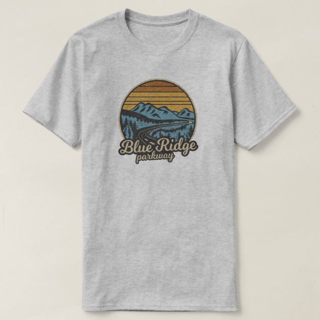 T-shirt Rétro Blue Ridge Parkway (Design devant)