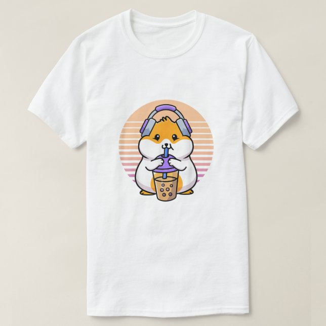 T-shirt Rétro Boba And KPop Shirt Kawaii Hamster K-Pop Mer (Design devant)