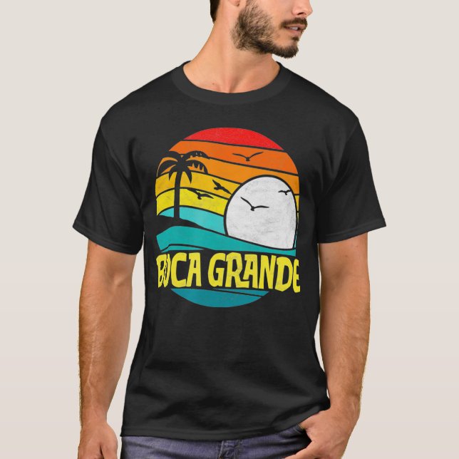 T-shirt Retro Boca Grande Beach Surf Sun 80s Graphic (Devant)