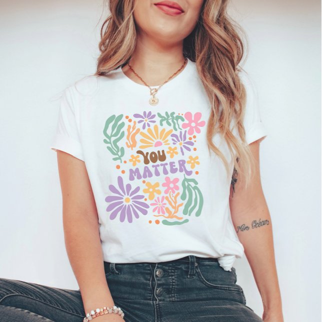 T-shirt Retro Boho Floral Vous Comptez Santé Mentale (Créateur téléchargé)