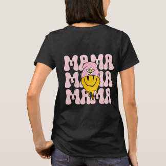 T-shirt Retro Boho Mama, Joli Sourire Visage Heureux