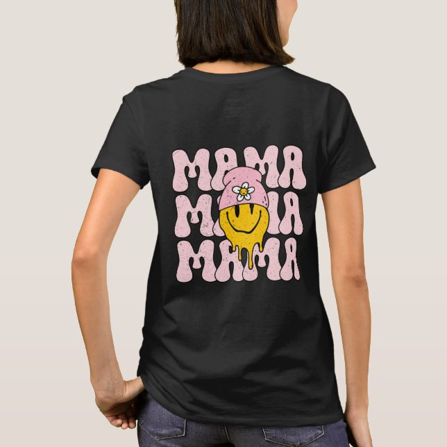 T-shirt Retro Boho Mama, Joli Sourire Visage Heureux (Dos)