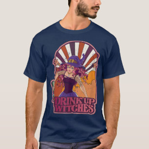 T-shirt Retro Boire jusqu'aux sorcières squelette Vibes so