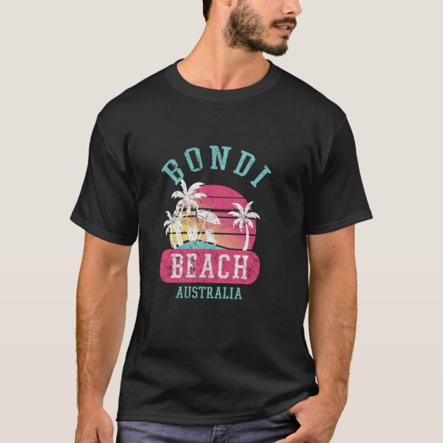 T-shirt Retro Bondi Beach Australie Distressed Graphisme D (Devant)
