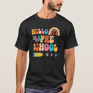 T-shirt Retro Bonjour Préscolaire Arc En Ciel Premier Jour