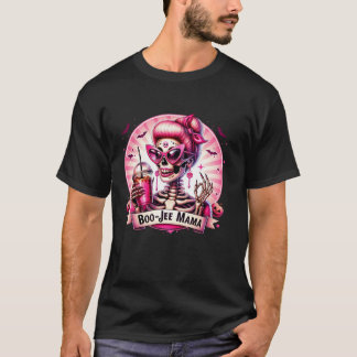 T-shirt Retro Boo jee Mama Moms Funny Skeleton Café Hall
