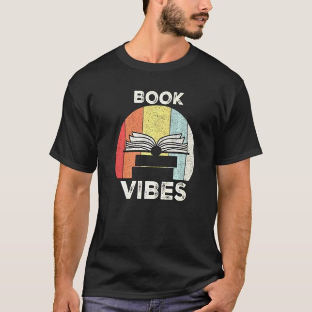T-shirt Retro Book Vibes Book Reader  Book (Devant)