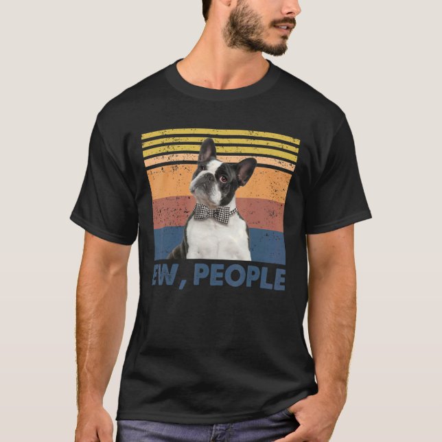 T-shirt Retro Boston Terrier Ew Personnes Boston Terrier L (Devant)