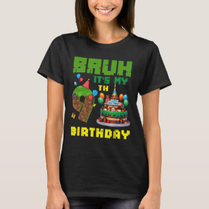 T-shirt Retro Bruh C'est mon anniversaire 9 Pixel Cake Gam