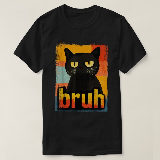 T-shirt Retro Bruh Chat Drôle Mème Design (Design devant)