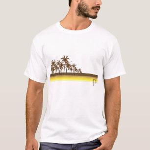 T-shirt Rétro brun 80s/paumes d'or