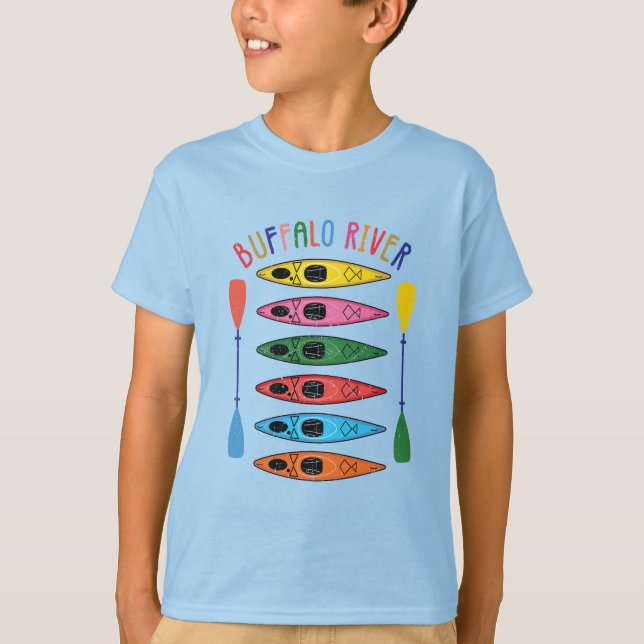 T-shirt Retro Buffalo River Kayak (Devant)