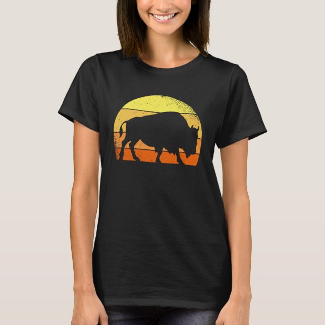 T-shirt Retro Buffalo Wild Animal I Sundown Bison (Devant)