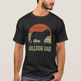 T-shirt Retro Bulldog Papa Pour Hommes Bulldog Chien Papa