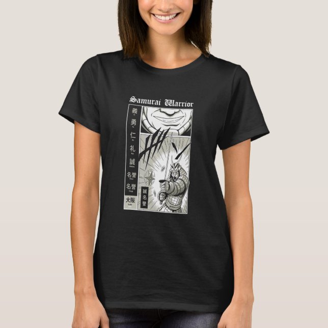 T-shirt Retro Bushido Samurai Guerrier avec épée Katana (Devant)