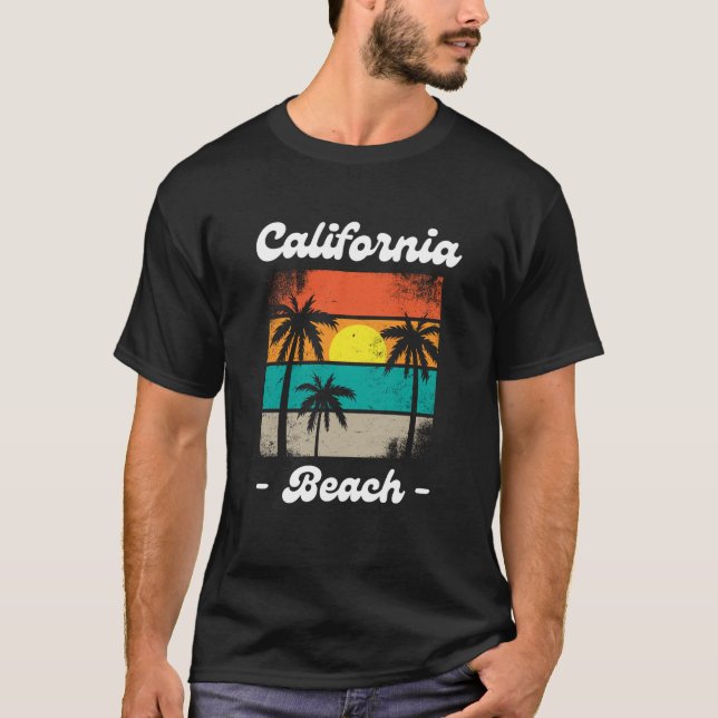 T-shirt Retro California Beach Sunset Art (Devant)